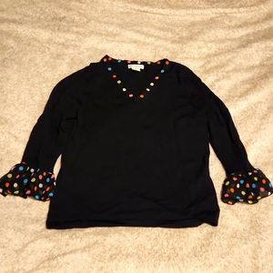 Eric Spencer dress top polka dot ruffle trim S Small